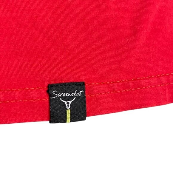 Screenshot Mens M Red "Impression" Tshirt Wearable Art Face Chain Embroidery - Picture 7 of 11